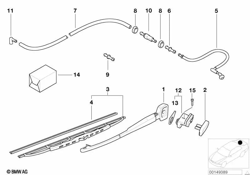 Boquilla de pulverización con manguera para BMW E39 (OEM 61688224840). Original BMW