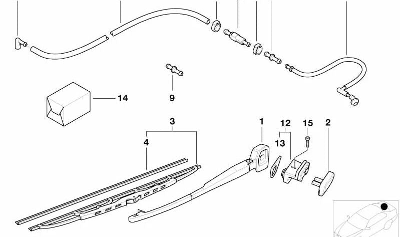 Kit de reparación de tubo flexible para BMW E39 (OEM 61688254288). Original BMW