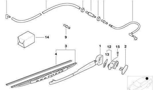 Kit de reparación de tubo flexible para BMW E39 (OEM 61688254288). Original BMW