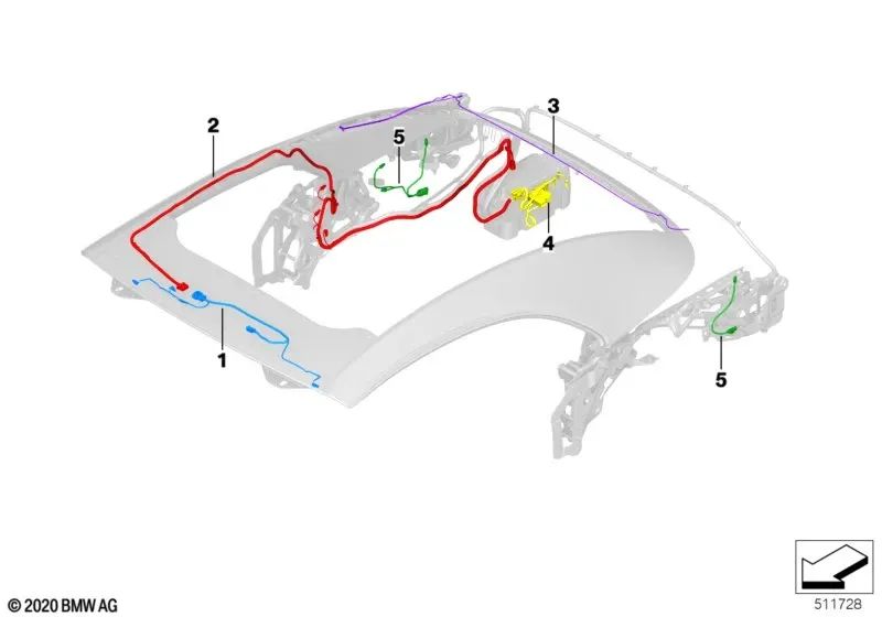 Kit de reparación del mazo de cables de cierre para BMW Serie 4 G23, G83 (OEM 54345A05E13). Original BMW.