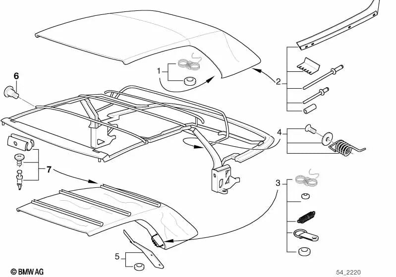 Ersatzteilset für BMW 3er E36 (OEM 54318209781). Original BMW