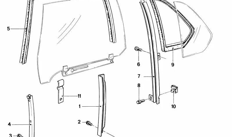 Guía trasera izquierda para BMW Serie 7 E23 (OEM 51341886911). Original BMW