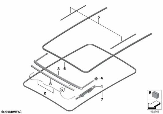 Mecanismo para Techo Panorámico para BMW X3 F97, G01, X4 F98, G02, X5 F95, G05, X6 F96, G06, X7 G07 (OEM 54107493153). Original BMW