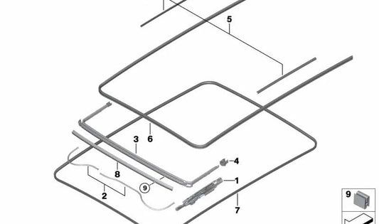 Cable de transmisión tapa de vidrio delantera para BMW X3 F97, G01, G08, X4 F98, G02, X5 F95, G05, X6 F96, G06, X7 G07 (OEM 54108738813). Original BMW.