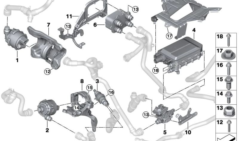 Bomba eléctrica de refrigerante para BMW G26E, G26F, G60, G61, G70, I20 (OEM 11519455039). Original BMW.