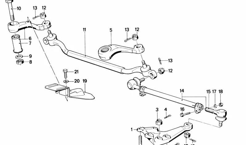 Brazo de dirección para BMW E28, E23 (OEM 32211123273). Original BMW