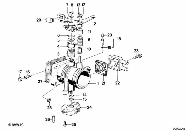 Drosselklappenstutzen Eh para BMW Serie 3 E30, Serie 5 E34 (OEM 13541716066). Original BMW.