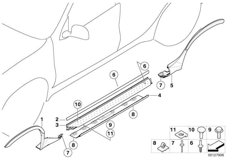 Cubierta Estribo/estribera Para Bmw E53. Original Recambios