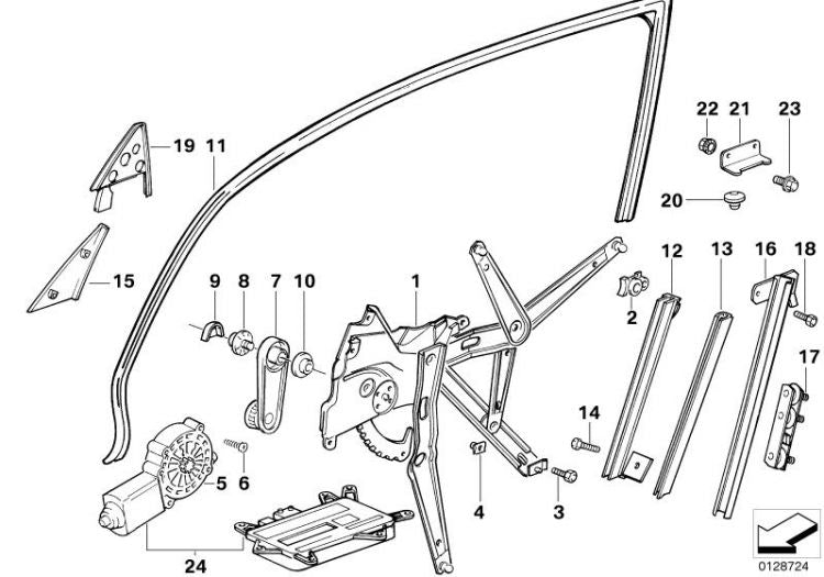 Mecanismo De Accionamiento Motor Alzacristales Para Bmw E36. Original Recambios