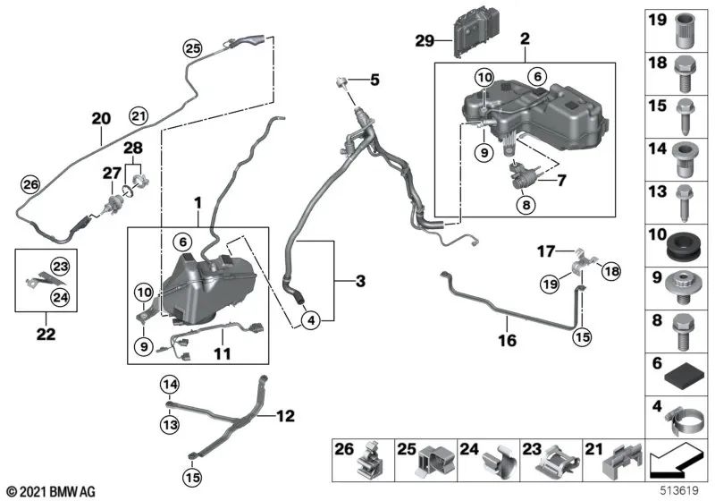 Depósito SCR activo para BMW F20N, F21N, F22N, F23N (OEM 16197403541). Original BMW.