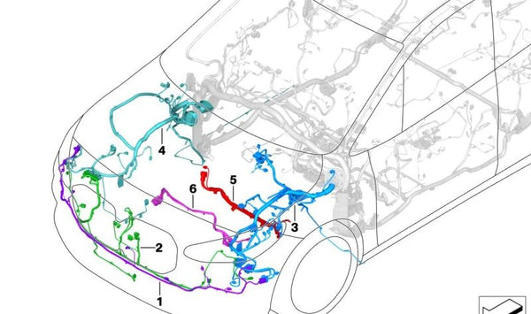 Cableado delantero OEM 61125A410F2 para BMW (Modelos compatibles: U06). Original BMW.