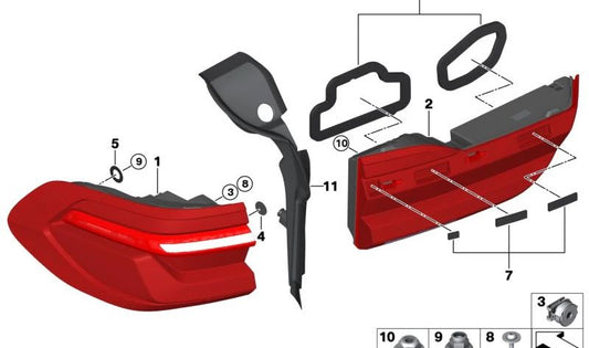 Piloto traseiro esquerdo OEM 6321981353 para BMW G07 (X7). BMW original.