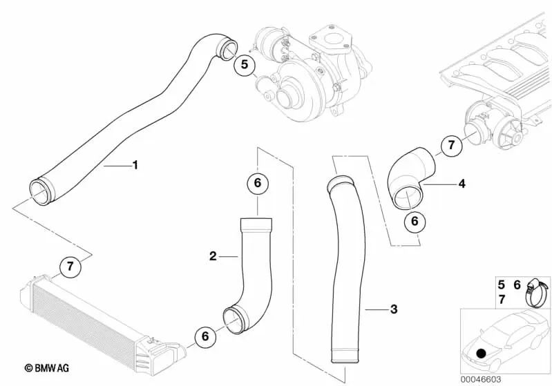 Tubo de presión para BMW Serie 3 E46 (OEM 11617787293). Original BMW