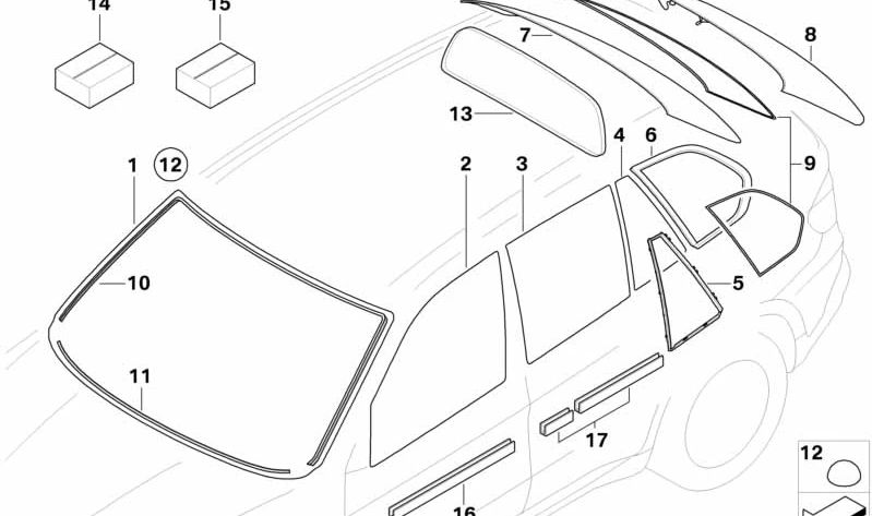 Perfil Elevalunas delantero derecho para BMW X5 E70 (OEM 51337215274). Original BMW