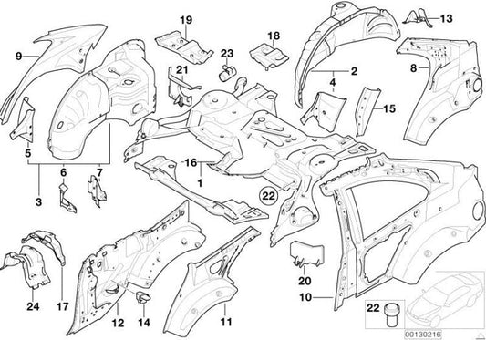 Pasaruedas Trasero Mitad Interior Para Bmw E46 Serie 3. Original Recambios