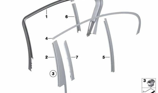 Molde externo frontal esquerdo 51359141423 para BMW F01, F02, F04. BMW original.