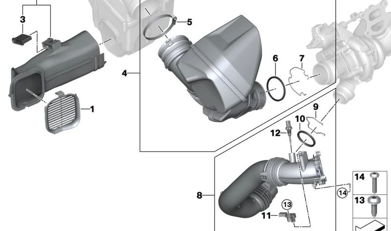 Rejilla de admisión para BMW G60, G70 (OEM 13715A1BC25). Original BMW