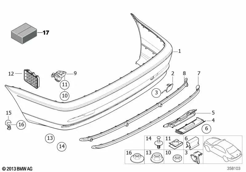 Lower center trim for BMW 3 Series E46 (OEM 51128212413). Original BMW.