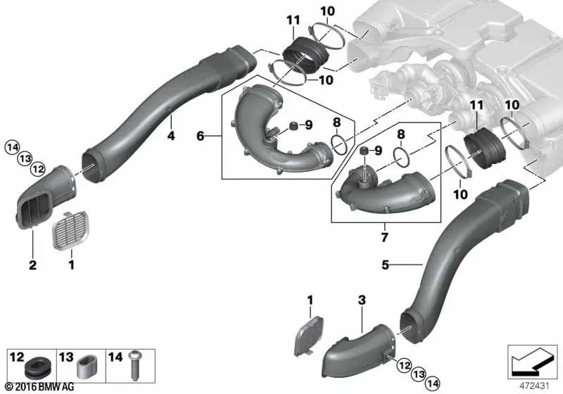 Conducto de Aire Puro para BMW Serie 7 G12 (OEM 13718658516). Original BMW.