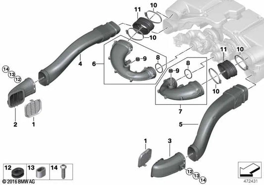 Clean Air Duct for BMW 7 Series G12 (OEM 13718658516). Original BMW.