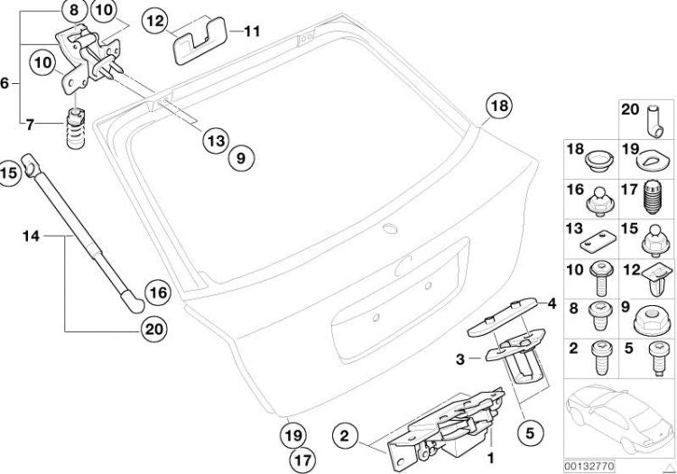 Muelle A Presión De Gas L=627Mm/630Npara Bmw Compact E46 . Original Recambios