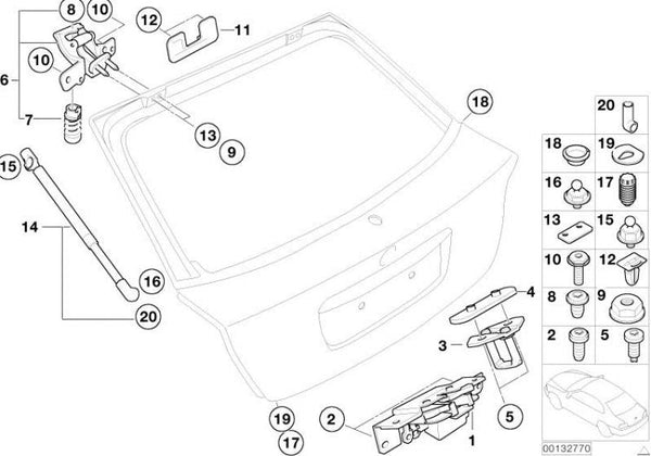 Muelle De Compresion Gas Acortado L=597Mm/690N Para Puerta Maletero Bmw Compact E46. Original