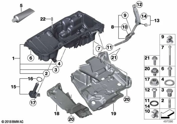 Cárter de aceite para BMW F34N, F32N, F33N, F36N (OEM 11138595457). Original BMW.