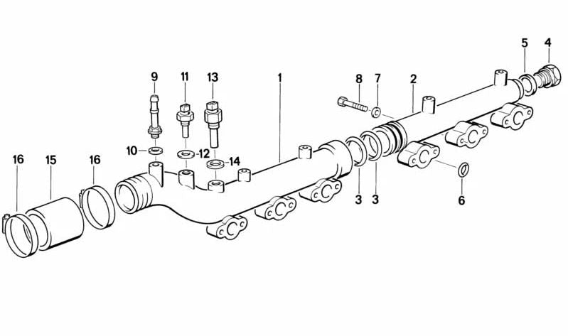 Tubo de refrigerante OEM 11531312760 para BMW (Modelos compatibles: E34, E32, E28, E24, E23, E12). Original BMW.