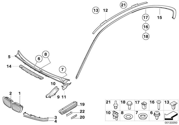 Cubierta Moldura Inferior Faro Delantero Imprimada Derecha Para Bmw Cabrio / Coupe E46. Original