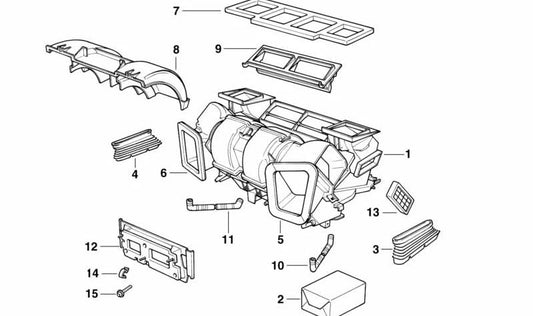 Junta de conexión de aire fresco derecha para BMW E38 (OEM 64518391384). Original BMW