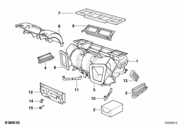 Junta Conexión Aire Fresco Izquierda para BMW Serie 7 E38 (OEM 64518391383). Original BMW