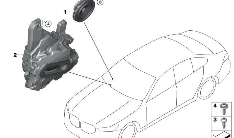 Altavoz de gama media para BMW Serie 5 G60, G61 (OEM 65135A118F6). Original BMW