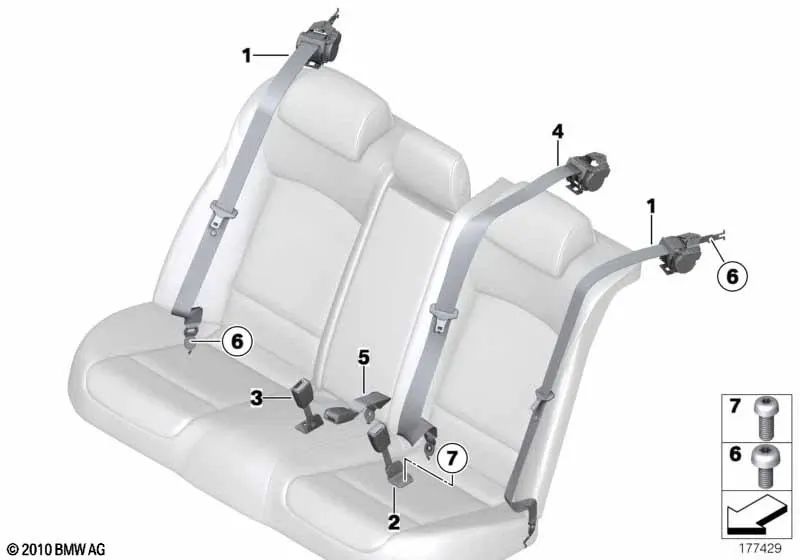 Correa inferior trasera para BMW F01, F01N, F02, F02N, F04 (OEM 72117220857). Original BMW.