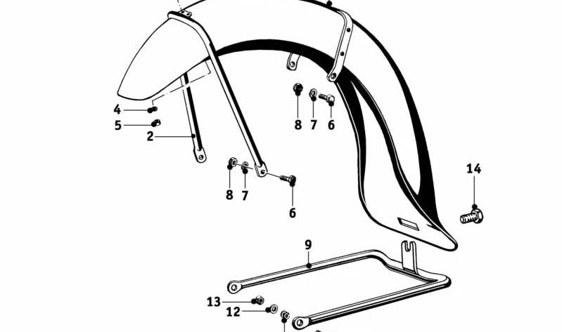 OEM 46520005310 Front -Staffelei -Unterstützung für BMW Motorrad (F800R, F800S, F800ST, K1200R, K1200S, K1300R, K1300S). Original BMW.