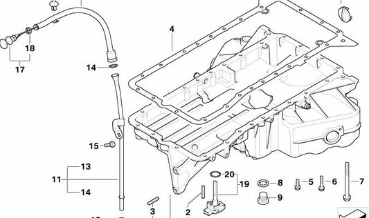 Varilla de nivel de aceite OEM 11437798787 para BMW E65. Original BMW.