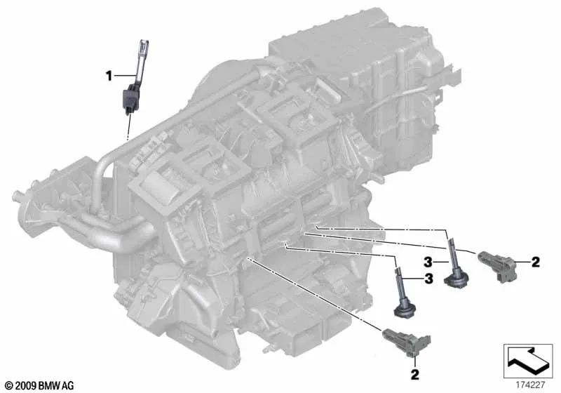 Sensor de temperatura del radiador para BMW E60, E60N, E61, E61N, F07, F10, F11, F18, E63, E63N, E64, E64N, F06, F12, F13, F01, F02, F04 (OEM 64116920431). Original BMW