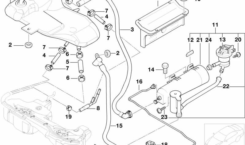 Tubo de ventilación para BMW Serie 3 E46 (OEM 16132229415). Original BMW