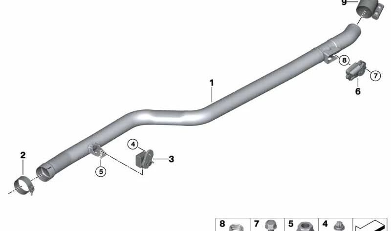 Tubo intermedio con válvula de escape OEM 18308470071 para BMW G05, G06. Original BMW.