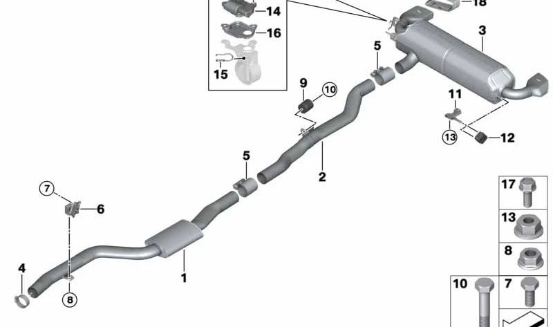 L'attaccante silenzioso OEM 18308652304 per BMW G30, G31. BMW originale.