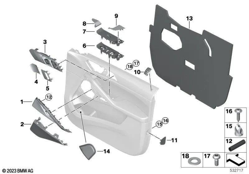 Dekorleiste puerta delantera derecha para BMW X6 F96, G06 (OEM 51428469132). Original BMW