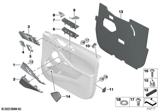 Akustikvlies delantero derecho para BMW X6 F96, G06 (OEM 51416998886). Original BMW