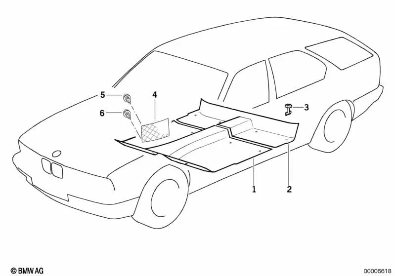 Elemento de fijación para BMW E34, E32 (OEM 51472261408). Original BMW