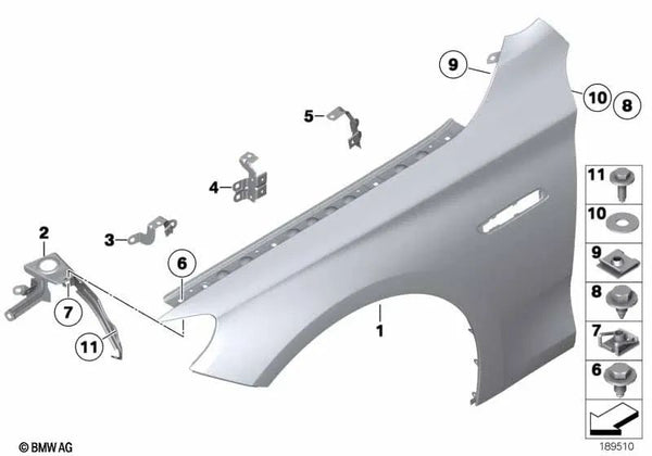 Soporte pared lateral delantera derecha para BMW F07, F07N (OEM 41357230576). Original BMW