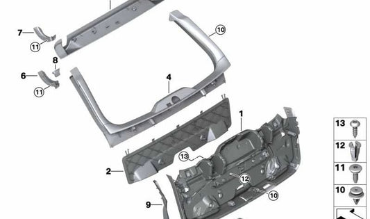 Panel inferior del portón trasero OEM 51497439896 para BMW Serie 5 Touring (G31). Original BMW.