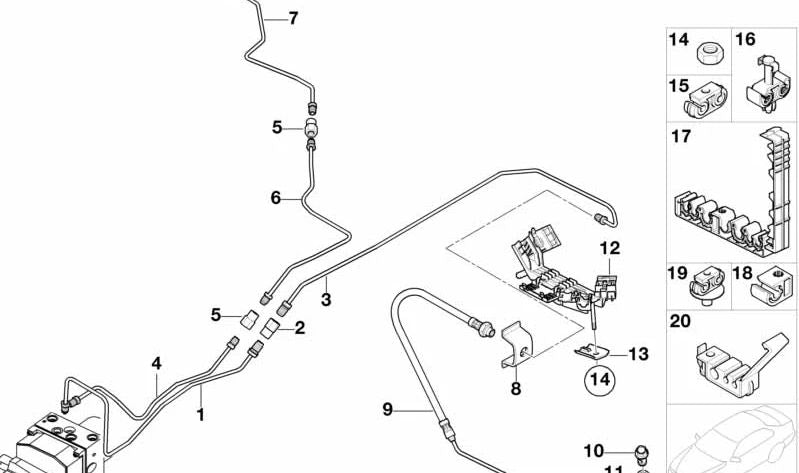 Latiguillo de freno derecha para BMW X5 E53 (OEM 34301165766). Original BMW