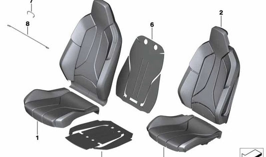 Funda de respaldo de asiento deportivo de cuero derecha para BMW I15 (OEM 52107483272). Original BMW