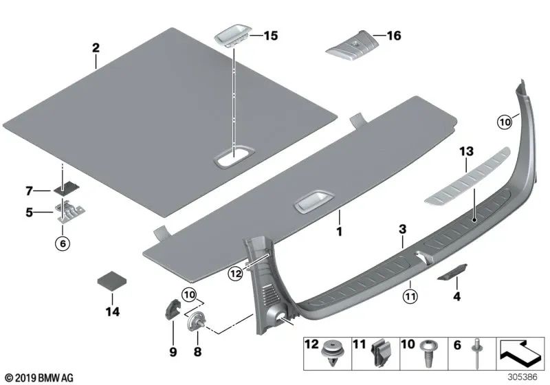 Suelo reversible maletero trasero para BMW Serie 3 F31, F31N (OEM 51477293693). Original BMW