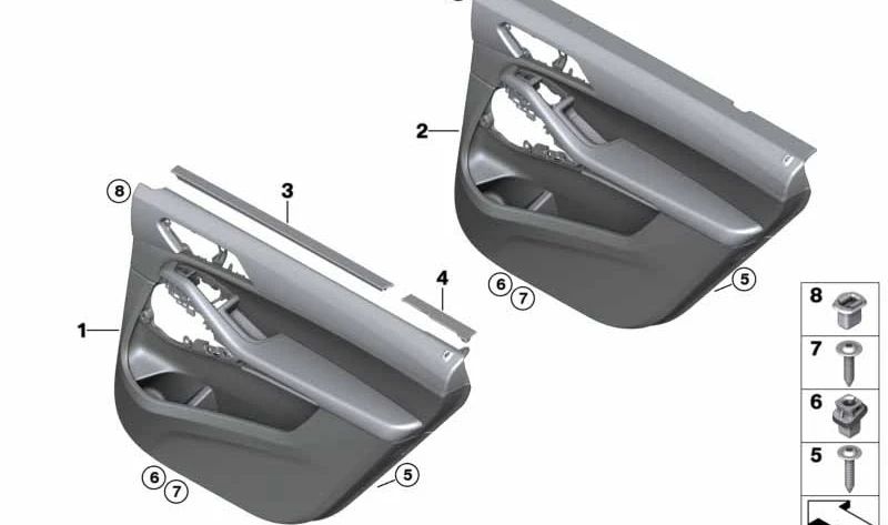 Revestimiento de puerta trasera izquierda para BMW X7 G07 (OEM 51429474231). Original BMW