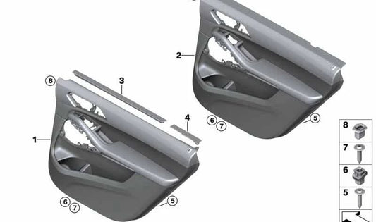 Rechte hintere Türauskleidung für BMW G07, G07N (OEM 51429474242). Original BMW.