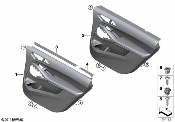 Revestimiento de puerta trasero izquierdo para BMW G07, G07N (OEM 51429474273). Original BMW.